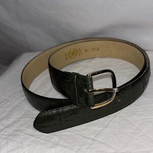 Leather Belt (greyish green with Gold colour Buckle)